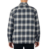 Alpine Swiss Henry Mens Quilted Flannel Jacket Warm Plaid Snap Front Shacket – Blue Gray