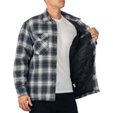 Alpine Swiss Henry Mens Quilted Flannel Jacket Warm Plaid Snap Front Shacket – Blue Gray