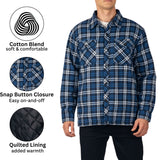 Alpine Swiss Henry Mens Quilted Flannel Jacket Warm Plaid Snap Front Shacket – Navy Blue