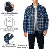 Alpine Swiss Henry Mens Quilted Flannel Jacket Warm Plaid Snap Front Shacket – Navy Blue