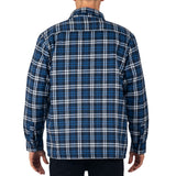 Alpine Swiss Henry Mens Quilted Flannel Jacket Warm Plaid Snap Front Shacket – Navy Blue