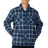 Alpine Swiss Henry Mens Quilted Flannel Jacket Warm Plaid Snap Front Shacket – Navy Blue