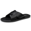 Alpine Swiss Hugo Mens Vegan Leather Slide Sandals Dressy Comfy Indoor Outdoor Shoes – Black