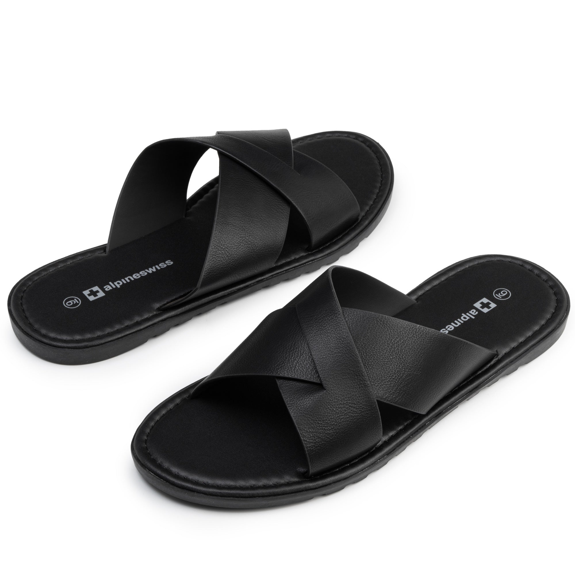 Alpine Swiss Hugo Men's Vegan Leather Slide Sandals | Dressy