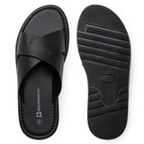 Alpine Swiss Hugo Mens Vegan Leather Slide Sandals Dressy Comfy Indoor Outdoor Shoes – Black