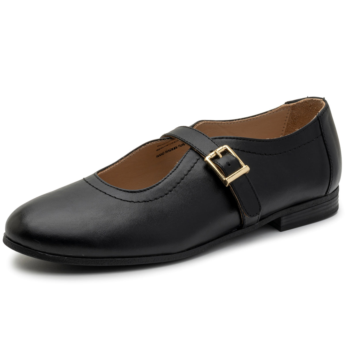 Alpine Swiss Irene Womens Leather Mary Jane Ballet Flats Round Toe Slip On Shoes – Black Leather