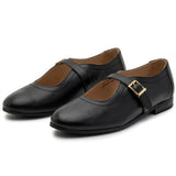 Alpine Swiss Irene Womens Leather Mary Jane Ballet Flats Round Toe Slip On Shoes – Black Leather