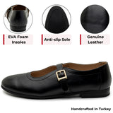Alpine Swiss Irene Womens Leather Mary Jane Ballet Flats Round Toe Slip On Shoes – Black Leather