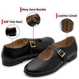 Alpine Swiss Irene Womens Leather Mary Jane Ballet Flats Round Toe Slip On Shoes – Black Leather