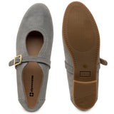 Alpine Swiss Irene Womens Leather Mary Jane Ballet Flats Round Toe Slip On Shoes – Gray Suede