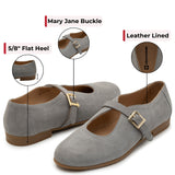 Alpine Swiss Irene Womens Leather Mary Jane Ballet Flats Round Toe Slip On Shoes – Gray Suede