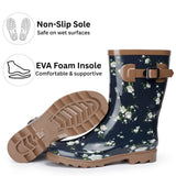 Alpine Swiss Izzy Womens Waterproof Rain Boots Mid Calf Tall Rubber Garden Boots – Flower Short