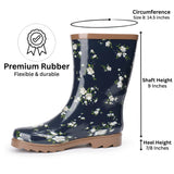 Alpine Swiss Izzy Womens Waterproof Rain Boots Mid Calf Tall Rubber Garden Boots – Flower Short