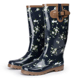 Alpine Swiss Izzy Womens Waterproof Rain Boots Mid Calf Tall Rubber Garden Boots – Flower Tall