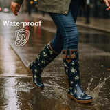Alpine Swiss Izzy Womens Waterproof Rain Boots Mid Calf Tall Rubber Garden Boots – Flower Tall