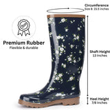 Alpine Swiss Izzy Womens Waterproof Rain Boots Mid Calf Tall Rubber Garden Boots – Flower Tall