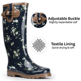 Alpine Swiss Izzy Womens Waterproof Rain Boots Mid Calf Tall Rubber Garden Boots – Flower Tall