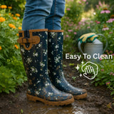 Alpine Swiss Izzy Womens Waterproof Rain Boots Mid Calf Tall Rubber Garden Boots – Flower Tall