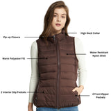 Alpine Swiss Jodie Womens Puffer Vest Warm Light Down Alternative Insulated Vest – Brown