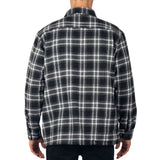 Alpine Swiss Josh Mens Fleece Flannel Jacket Warm Snap Button Plaid Shacket – Black Gray