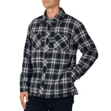 Alpine Swiss Josh Mens Fleece Flannel Jacket Warm Snap Button Plaid Shacket – Black Gray