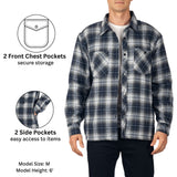 Alpine Swiss Josh Mens Fleece Flannel Jacket Warm Snap Button Plaid Shacket – Blue Gray