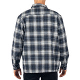 Alpine Swiss Josh Mens Fleece Flannel Jacket Warm Snap Button Plaid Shacket – Blue Gray