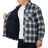 Alpine Swiss Josh Mens Fleece Flannel Jacket Warm Snap Button Plaid Shacket – Blue Gray