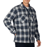 Alpine Swiss Josh Mens Fleece Flannel Jacket Warm Snap Button Plaid Shacket – Blue Gray