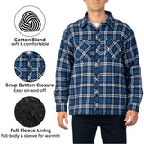 Alpine Swiss Josh Mens Fleece Flannel Jacket Warm Snap Button Plaid Shacket – Navy Blue