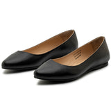 Alpine Swiss Julia Womens Leather Pointed Toe Ballet Flats Comfort Slip On Shoes – Black Leather