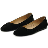 Alpine Swiss Julia Womens Leather Pointed Toe Ballet Flats Comfort Slip On Shoes – Black Suede