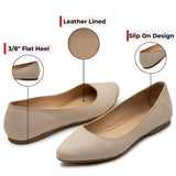 Alpine Swiss Julia Womens Leather Pointed Toe Ballet Flats Comfort Slip On Shoes – Cream Leather