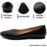 Alpine Swiss Julia Womens Leather Pointed Toe Ballet Flats Comfort Slip On Shoes – Dark Brown Leather