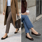 Alpine Swiss Julia Womens Leather Pointed Toe Ballet Flats Comfort Slip On Shoes – Dark Brown Leather