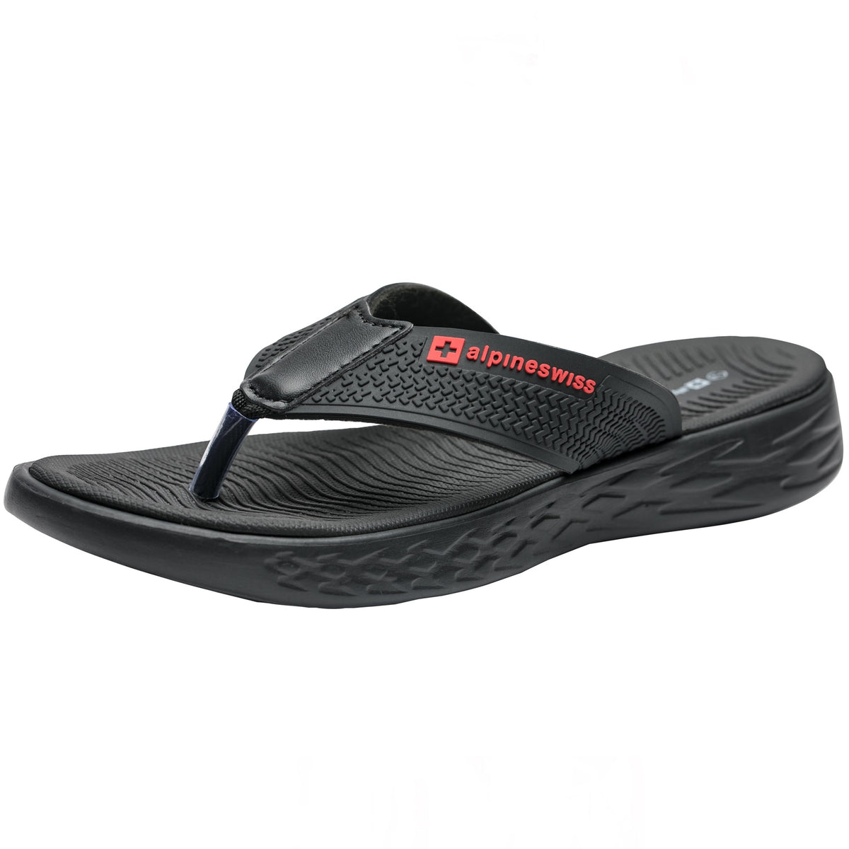 Alpine Swiss Katie Womens Flip Flops Outdoor Walking Thong Sandals Anti-Slip – Black