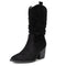 Alpine Swiss Kayla Womens Western Slouch Boots Mid Calf Block Heel Cowboy Boots – Black