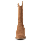 Alpine Swiss Kayla Womens Western Slouch Boots Mid Calf Block Heel Cowboy Boots – Tan