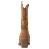 Alpine Swiss Kayla Womens Western Slouch Boots Mid Calf Block Heel Cowboy Boots – Tan