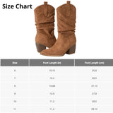 Alpine Swiss Kayla Womens Western Slouch Boots Mid Calf Block Heel Cowboy Boots – Tan