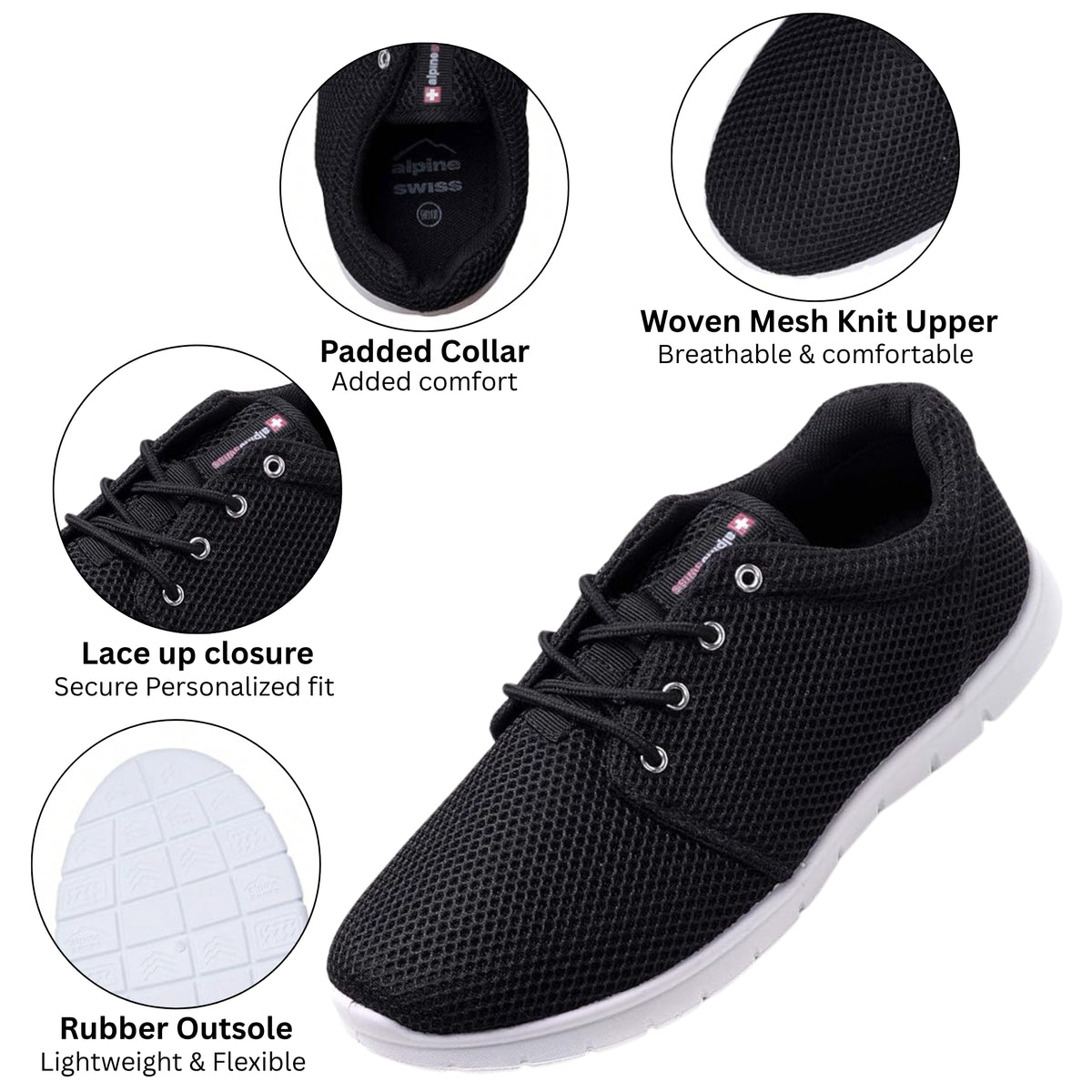 Alpine Swiss Kilian Men's Walking Shoes – Black
