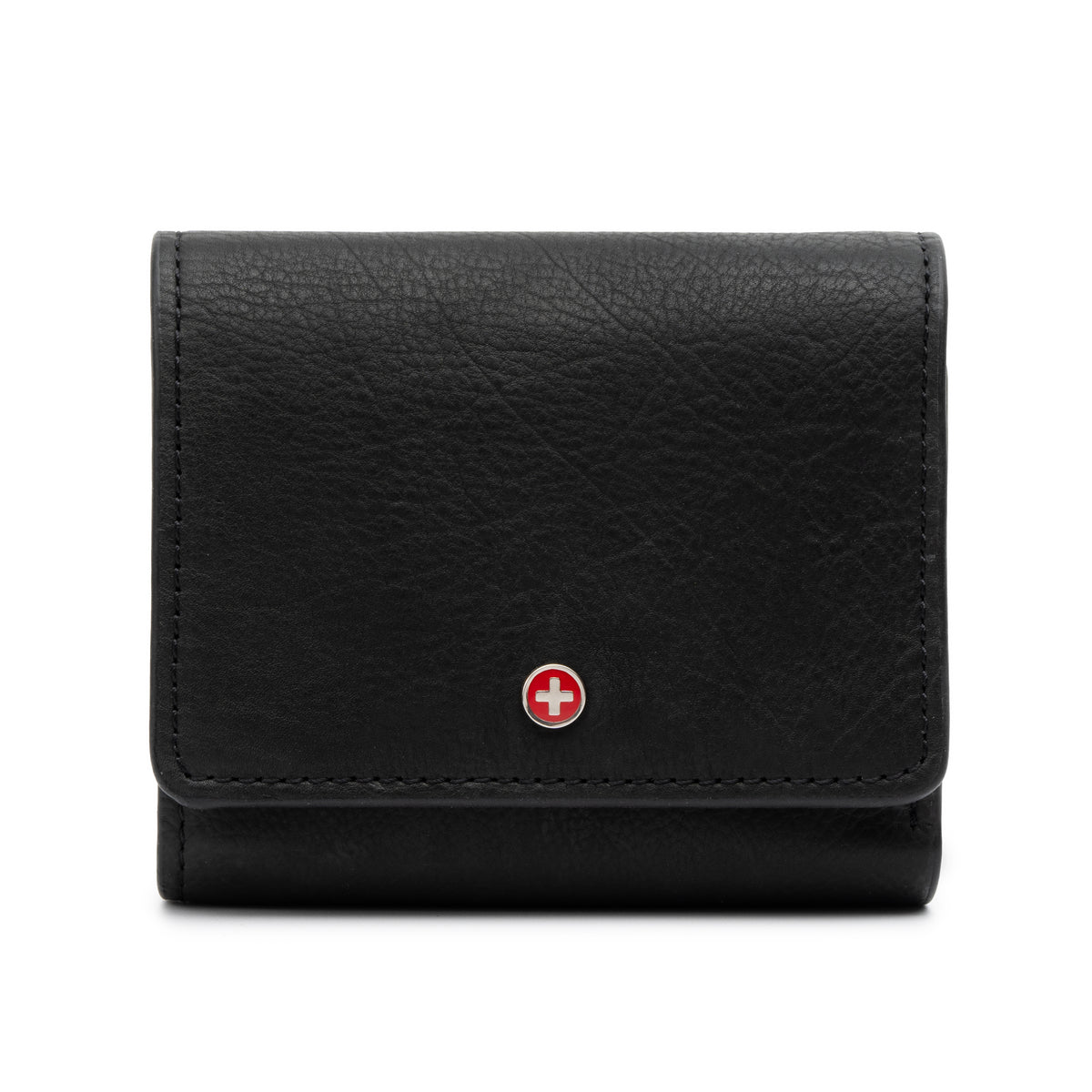 Alpine Swiss Womens Trifold Wallet RFID Blocking ID Window Coin Pouch Wallet – Black