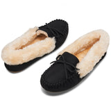 Alpine Swiss Leah Women’s Moccasin Slippers – Black
