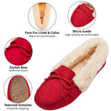 Alpine Swiss Leah Women’s Moccasin Slippers – Red