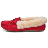 Alpine Swiss Leah Women’s Moccasin Slippers – Red