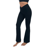Alpine Swiss Leila Womens Flare Leggings Crossover High Waist Bootcut Yoga Pants – Black