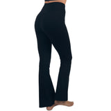 Alpine Swiss Leila Womens Flare Leggings Crossover High Waist Bootcut Yoga Pants – Black