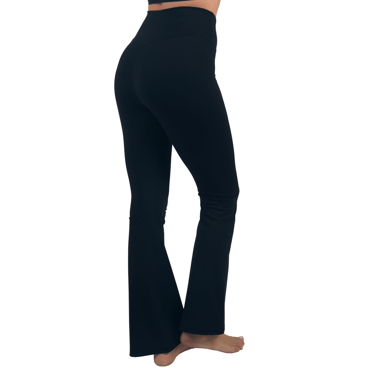 Alpine Swiss Leila Womens Flare Leggings Crossover High Waist Bootcut Yoga Pants – Black
