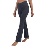 Alpine Swiss Leila Womens Flare Leggings Crossover High Waist Bootcut Yoga Pants – Gray