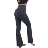 Alpine Swiss Leila Womens Flare Leggings Crossover High Waist Bootcut Yoga Pants – Gray